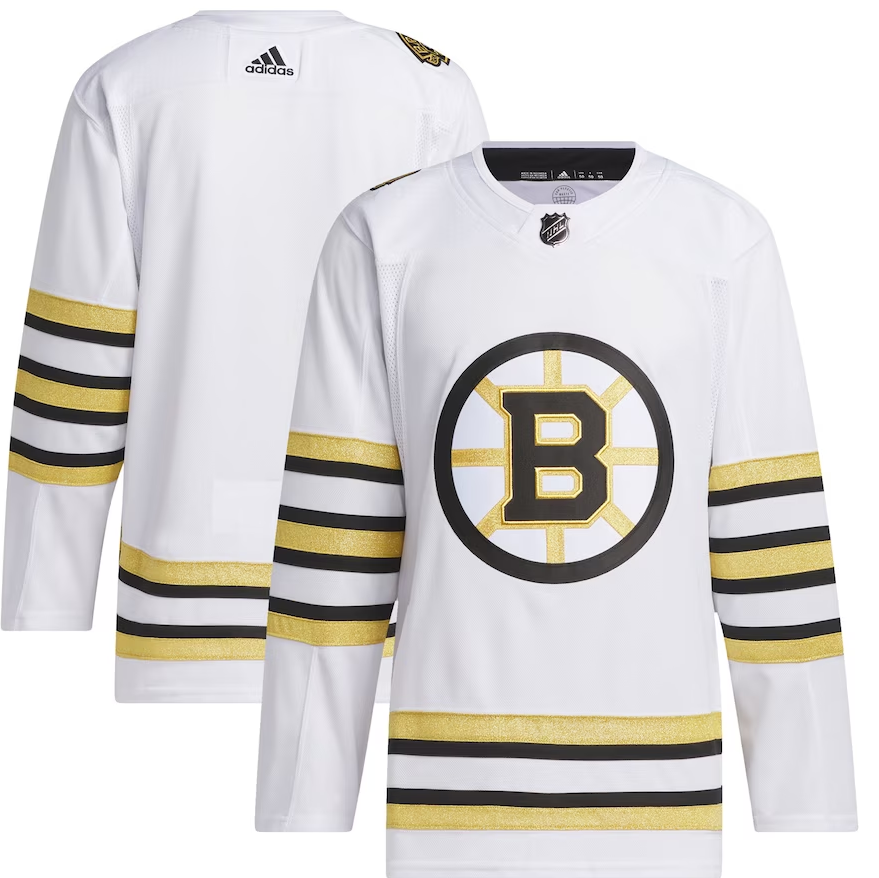 Boston Bruins Adidas Primegreen Authentic White 100th Anniversary Blank Jersey