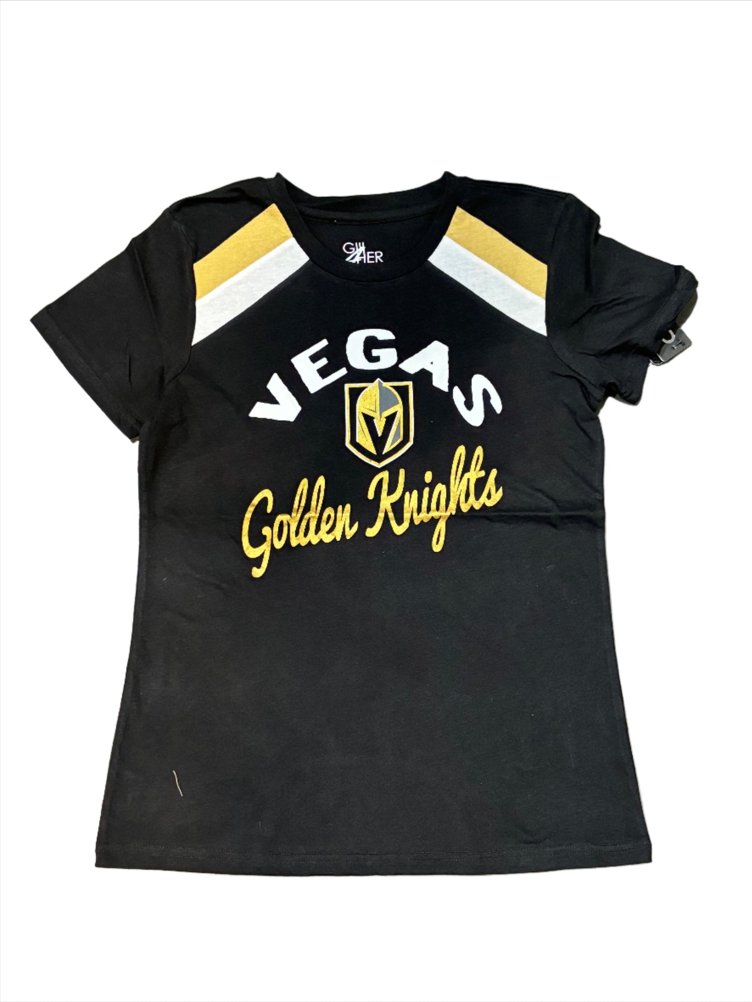Vegas Golden Knights Women's Shoulder Stripe Arch V-Neck Tee