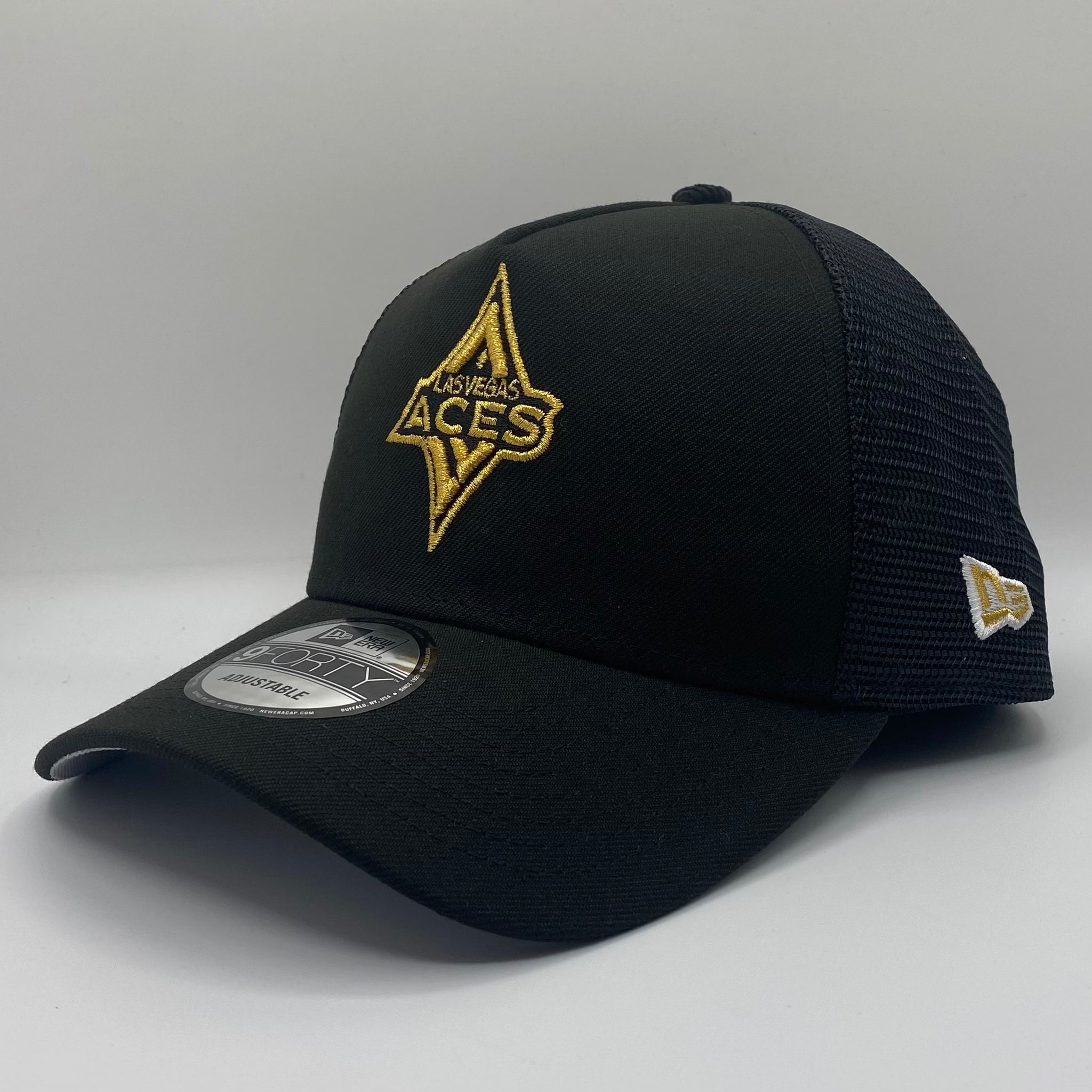 Las Vegas Aces Black 9FORTY Gold Logo Mesh Adjustable Hat