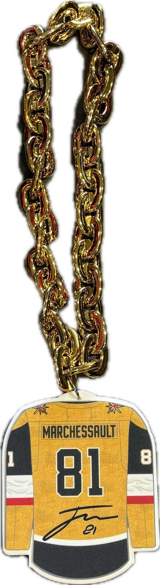 Vegas Golden Knights Marchessault Fan Chain 10 Inch 3D Foam Necklace-GOLD CHAIN