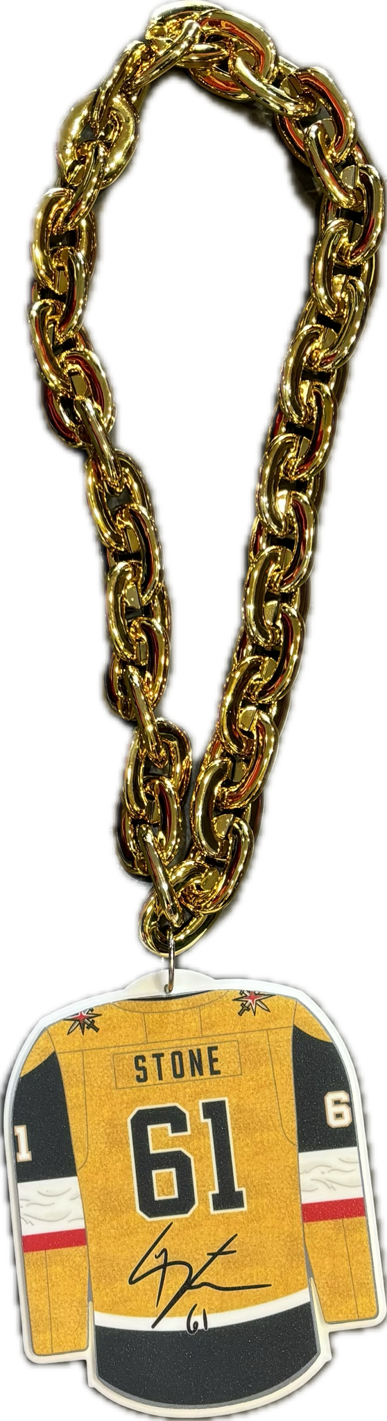 Vegas Golden Knights MArk Stone Fan Chain 10 Inch 3D Foam Necklace-GOLD CHAIN