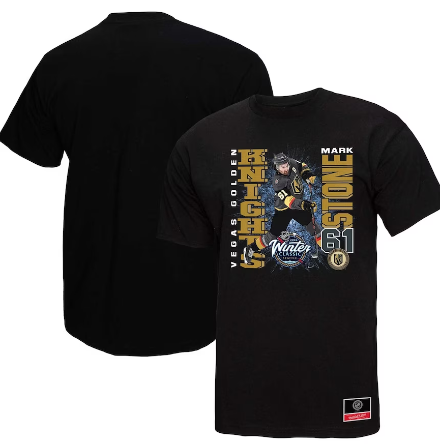 Vegas Golden Knights Mitchell & Ness Mark Stone 2024 NHL Winter Classic Player Graphic T-Shirt - Black