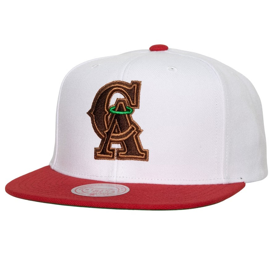 California Angels Mitchell & Ness White/Red Hometown Snapback Hat
