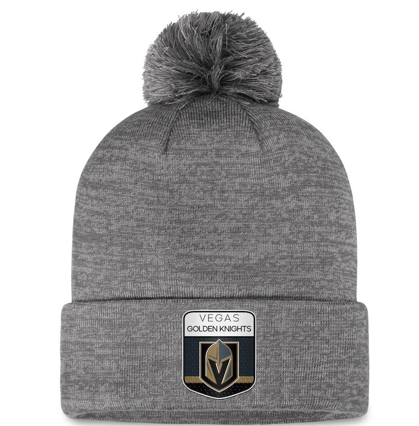 Vegas Golden Knights Authentic Pro Home Ice Cuffed Knit Beanie with Pom - Gray