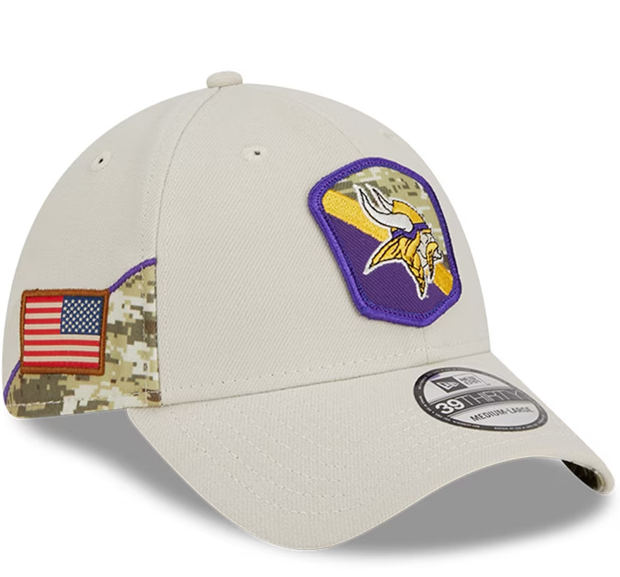 Minnesota Vikings Stone 2023 Salute To Service 39THIRTY Flex Hat