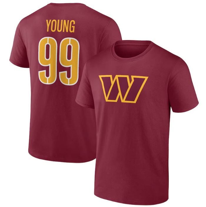 Washington Commanders Chase Young Burgundy Player Icon Name & Number T-Shirt