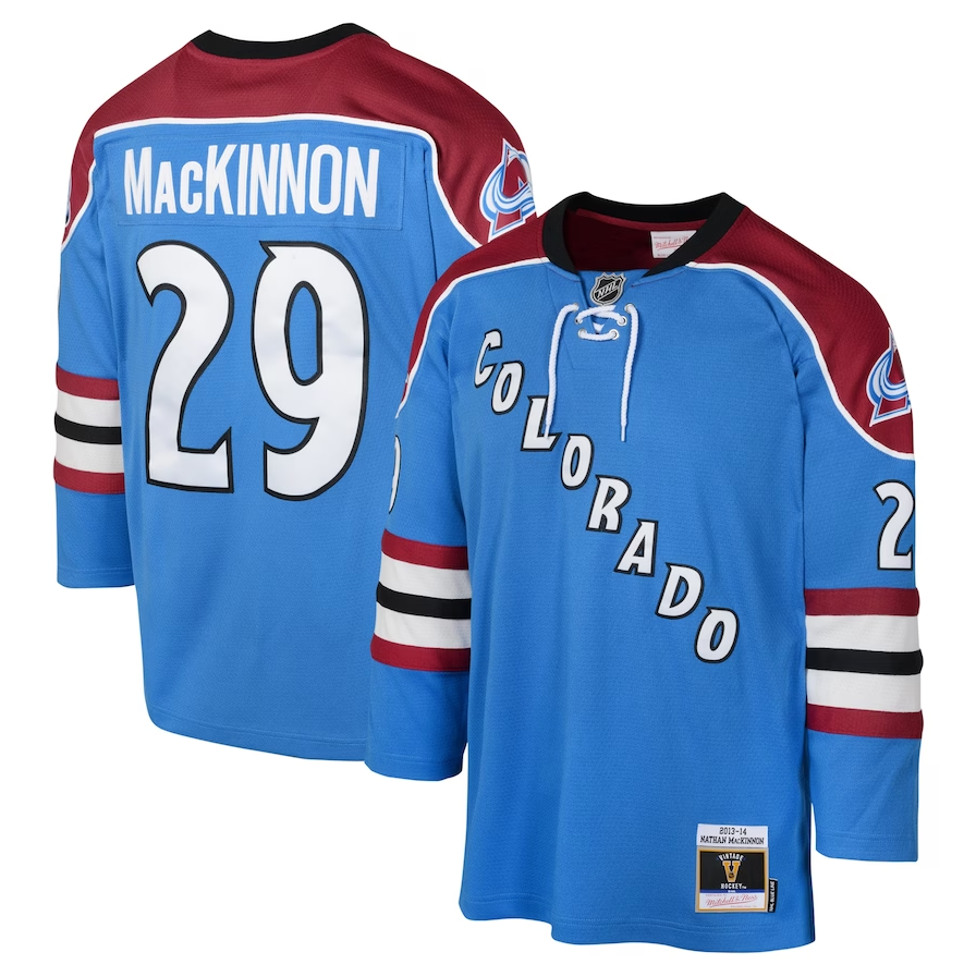 Colorado Avalanche Mitchell & Ness Youth 2013 Nathan MacKinnon Blue Line Player Jersey - White
