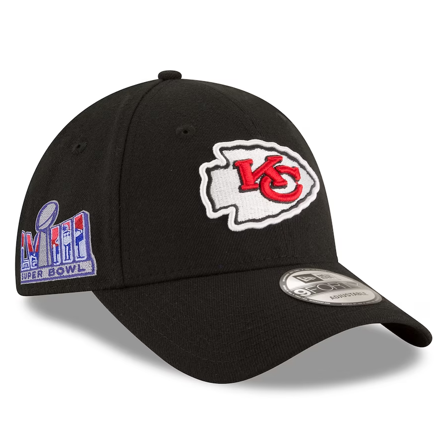 Kansas City Chiefs Super Bowl LVIII Side Patch New Era 9FORTY Adjustable Hat - Black