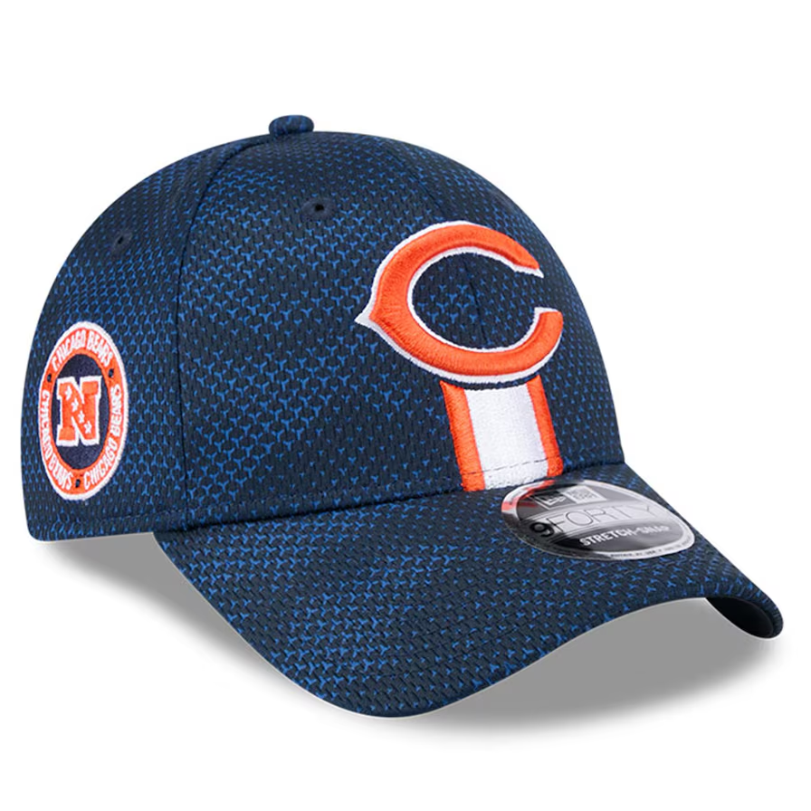 Chicago Bears New Era 2024 Sideline 9FORTY Stretch Snap Hat Navy Sports Town USA