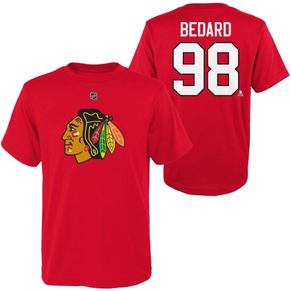 Chicago Blackhawks Youth Connor Bedard Name & Number Red T-Shirt