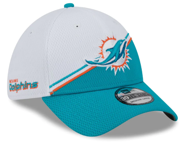 Miami Dolphins 2023 Sideline 39THIRTY Flex Hat - White/Teal