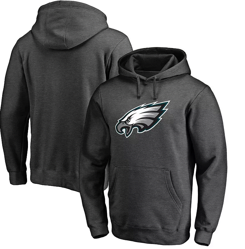 Philadelphia Eagles Primary Logo Fitted Pullover Hood - Charcoal