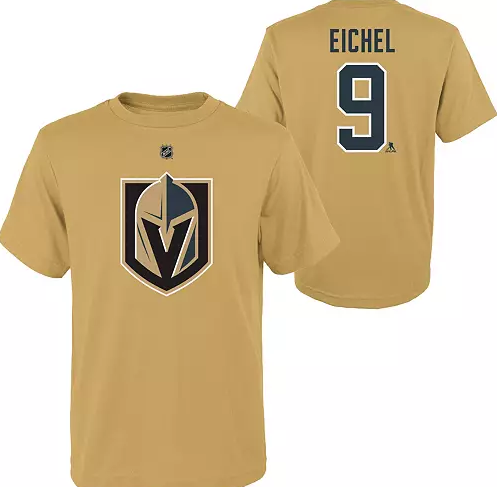 Vegas Golden Knights Jack Eichel 9 Name and Number Harvest Gold Youth Sports Town USA
