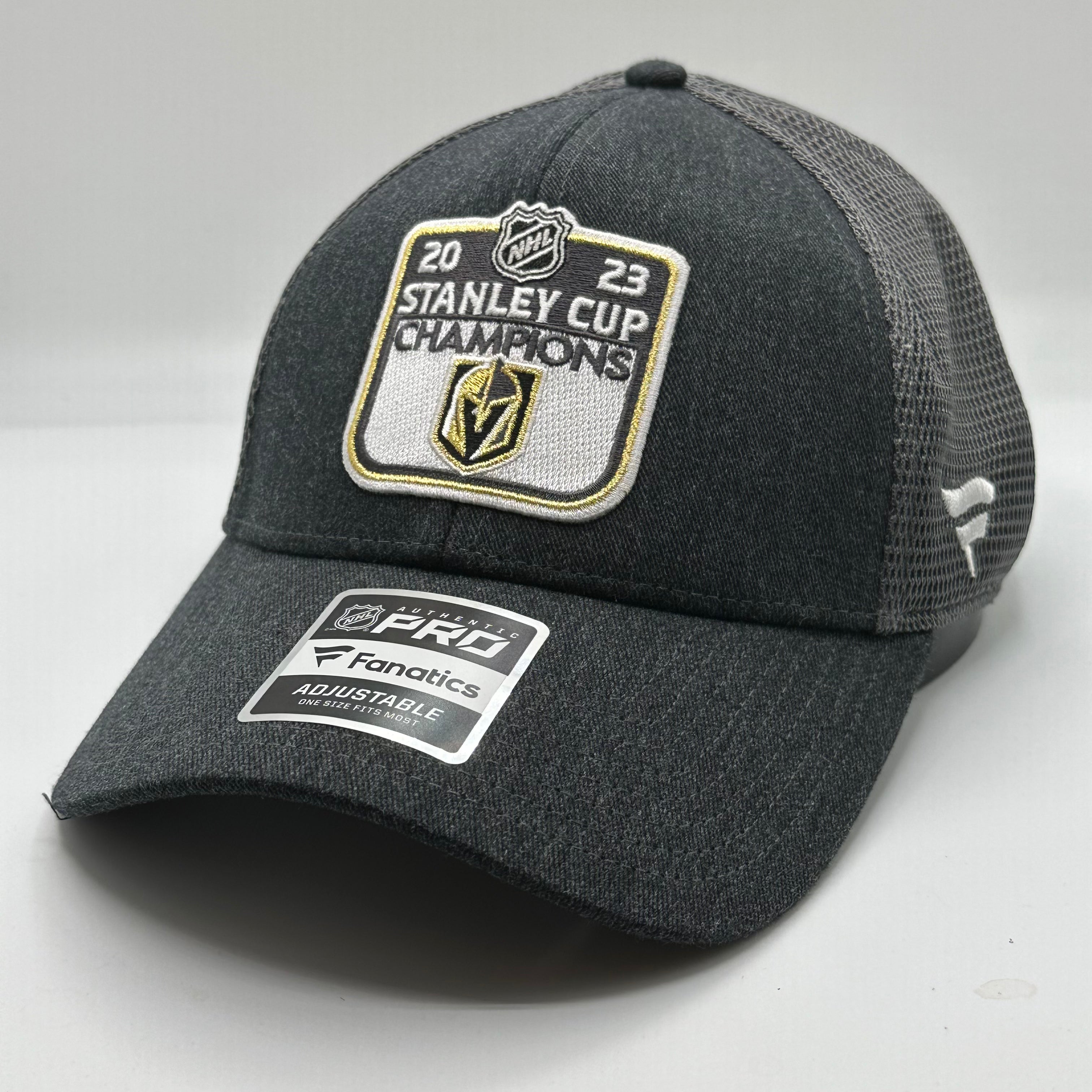 Men s Vegas Golden Knights Charcoal 2023 Stanley Cup Champions Locker Room Adjustable Hat