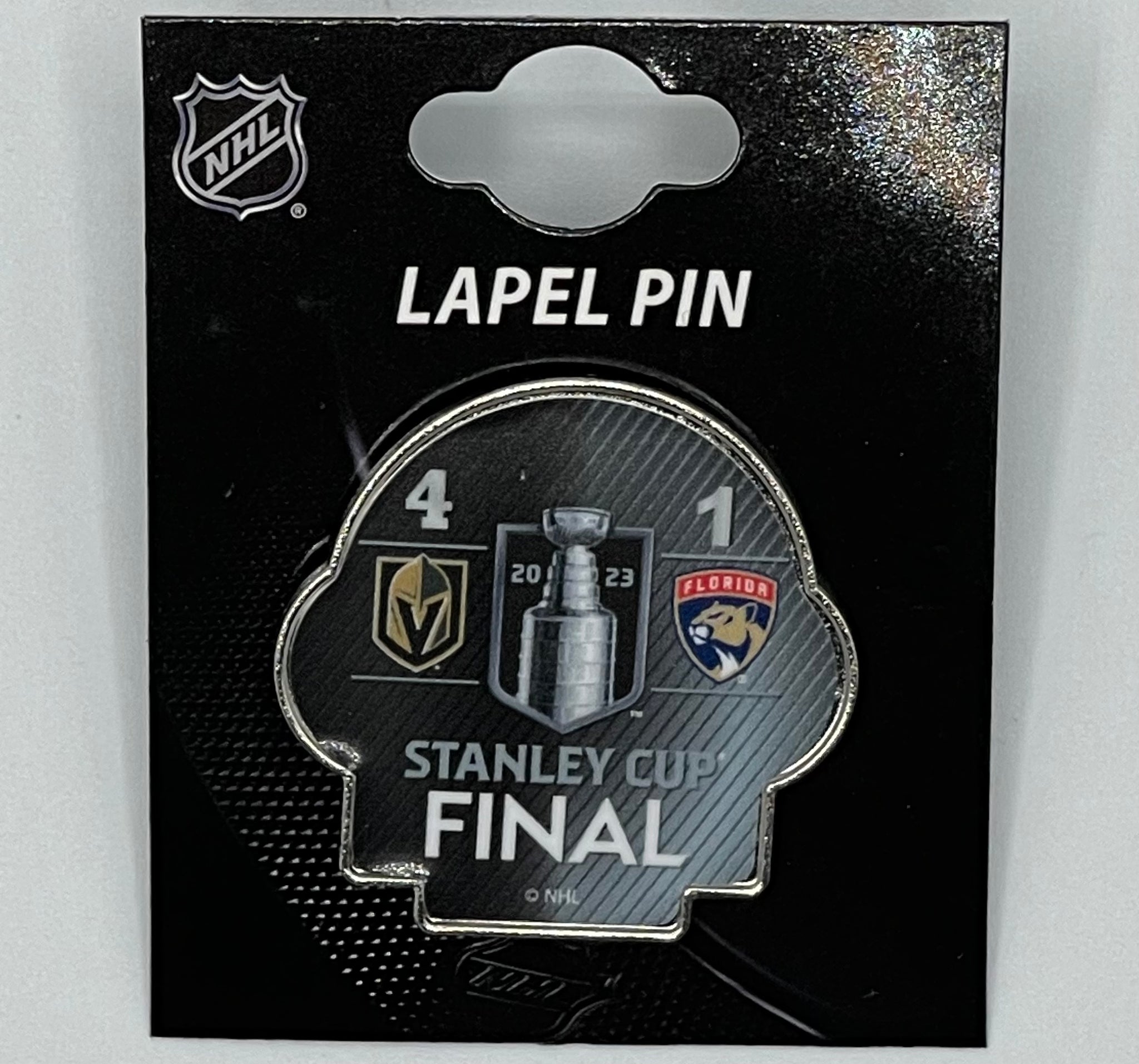 Vegas Golden Knights 2023 Stanley Cup Champions Score Dueling vs. Florida Panthers Pin