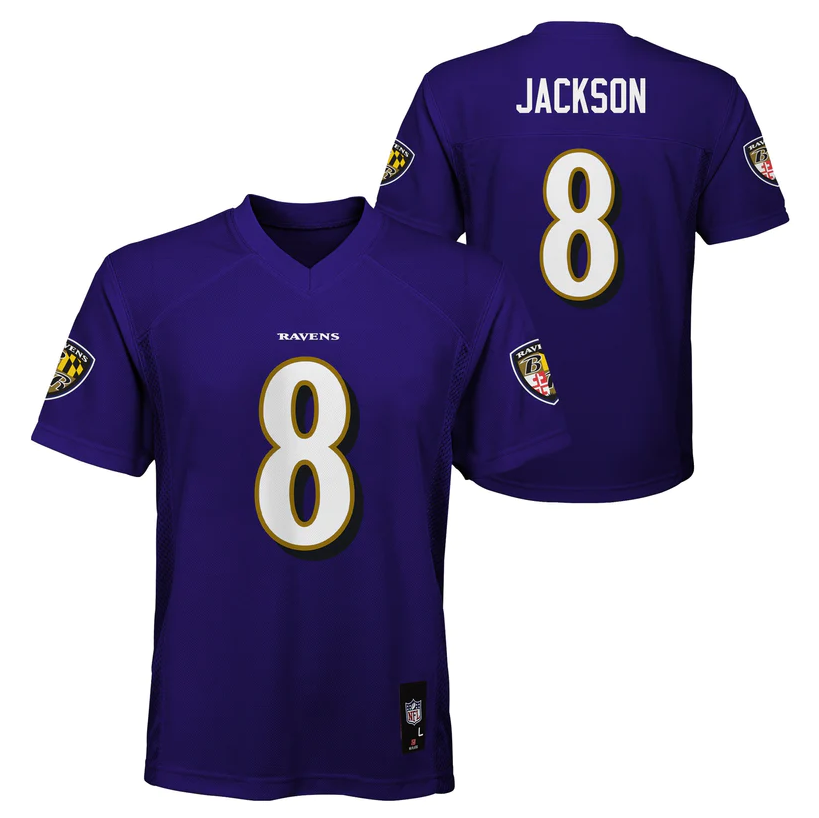 Baltimore Ravens Lamar Jackson Youth Replica Jersey Purple Sports Town USA