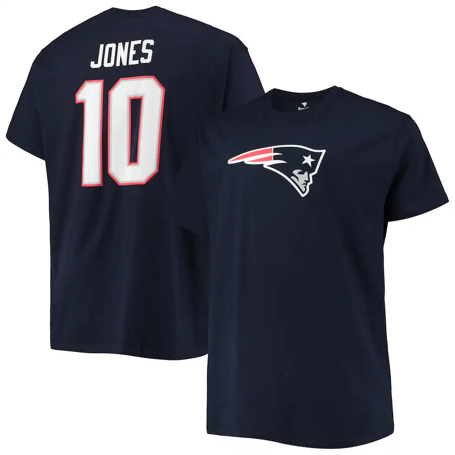 Mac Jones Navy New England Patriots Player Name & Number T-Shirt
