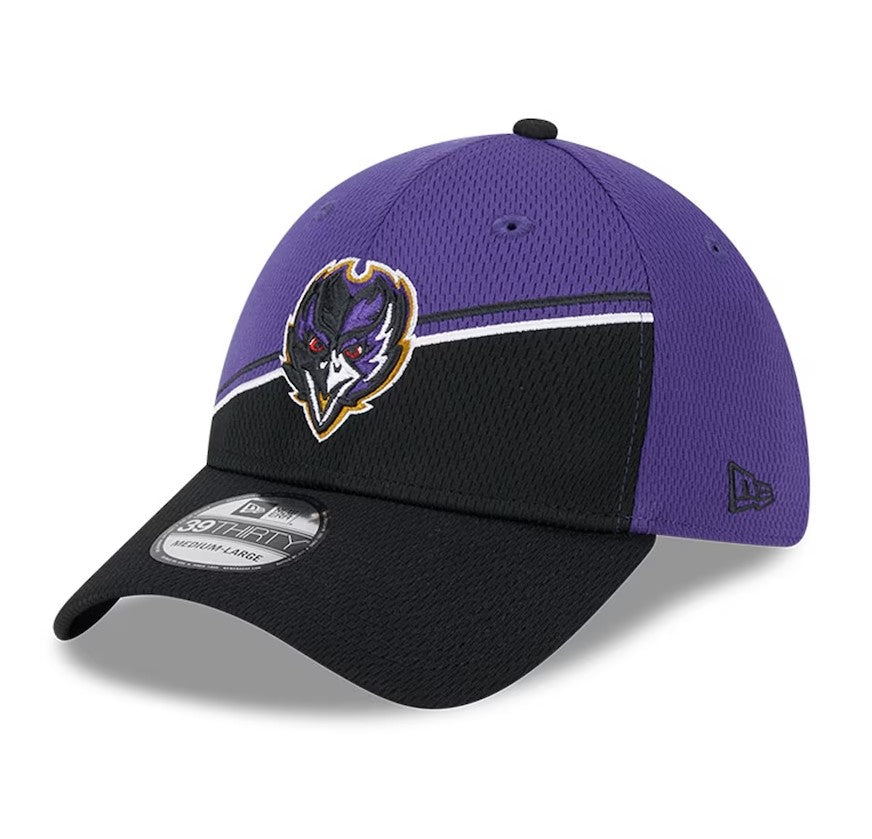 Baltimore Ravens New Era 39THIRTY 2023 Sideline Purple/Black Flex Hat