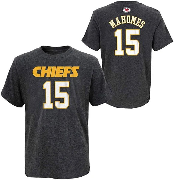 Youth Patrick Mahomes Heather Kansas City Chiefs Fashion Name & Number T-Shirt