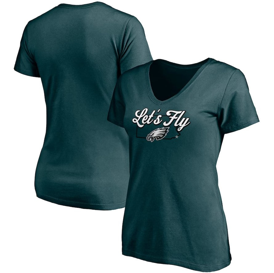 Philadelphia Eagles Women's Midnight Green  Hometown Collection Wildcat V-Neck T-Shirt
