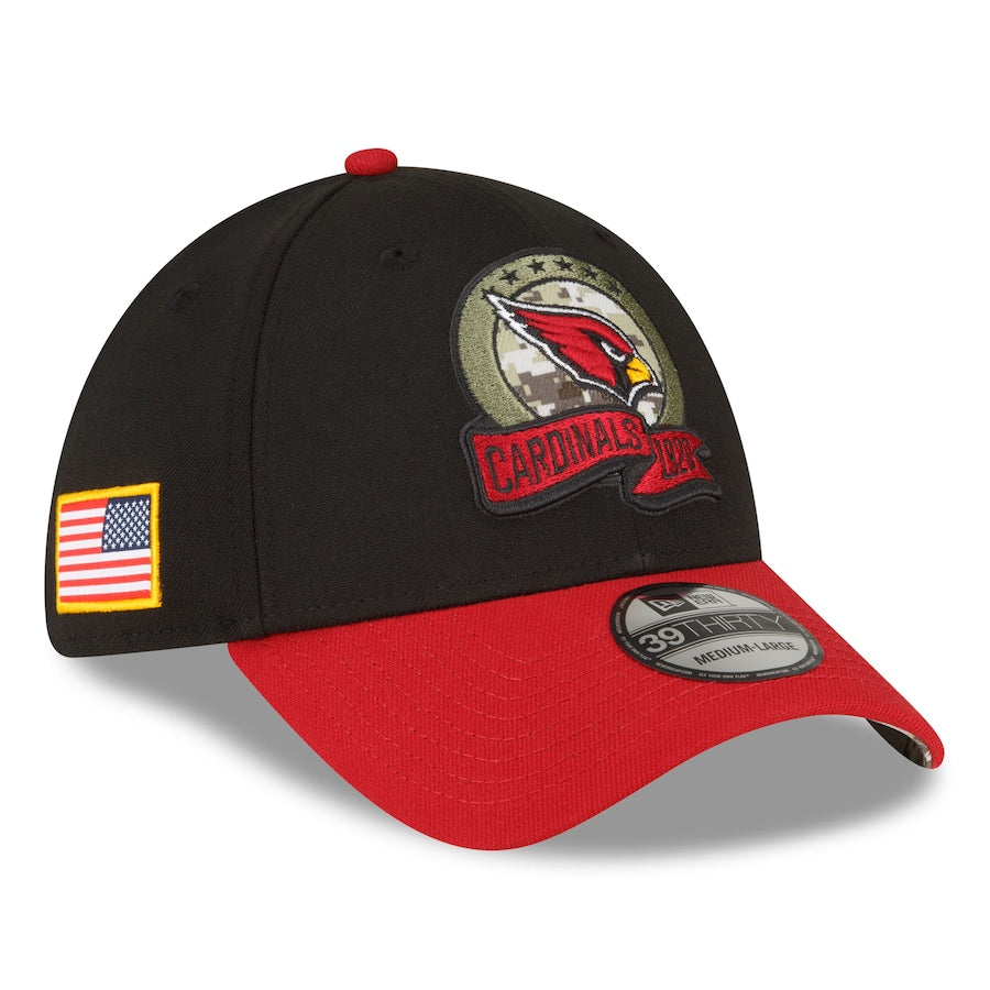 Arizona Cardinals New Era 39THIRTY 2022 Salute To Service Black/Red Flex Hat