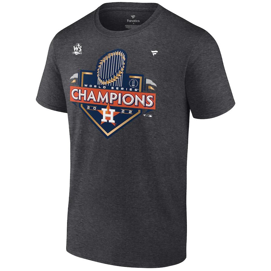 Houston Astros Fanatics Branded Men's 2022 World Series Champions Locker Room Heather Charcoal T-Shirt