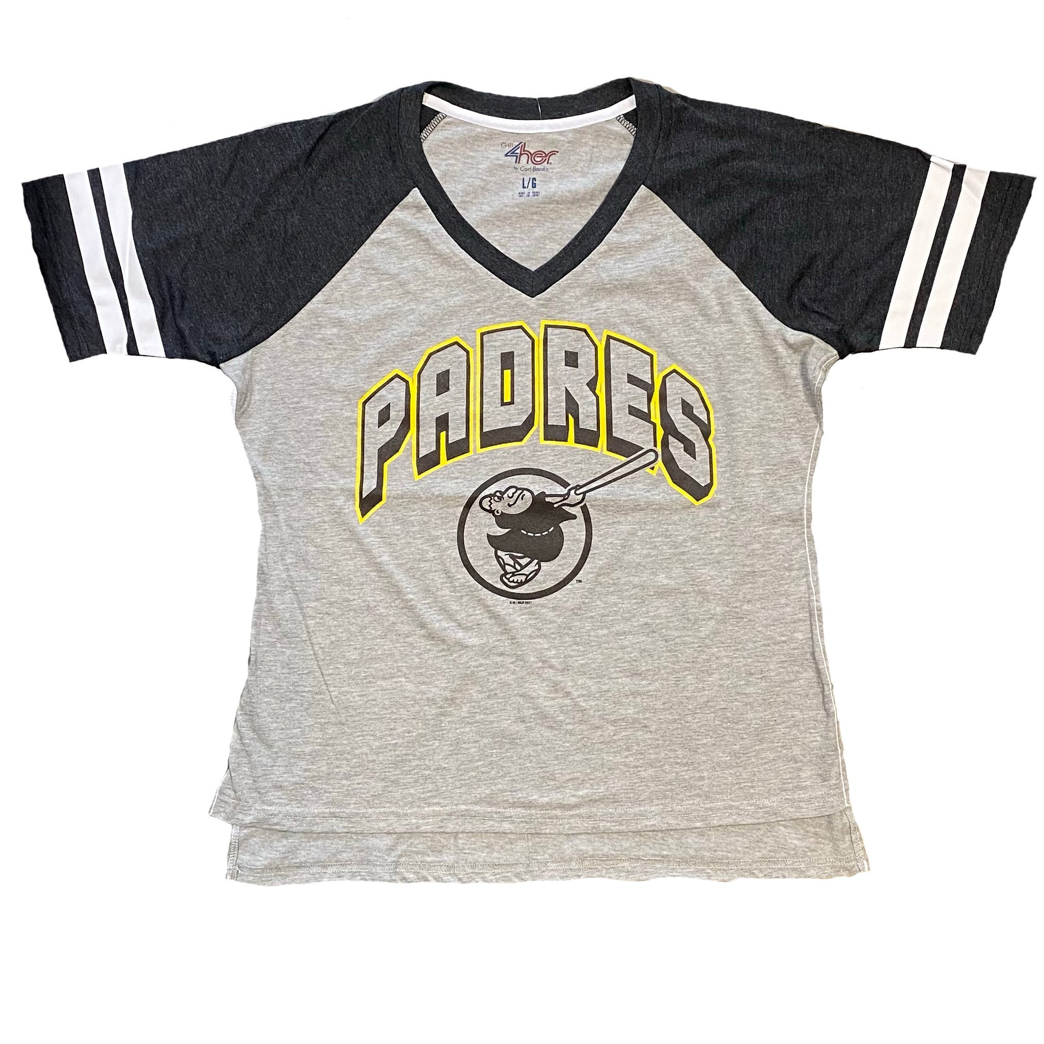 San Diego Padres Women's Raglan Shadow Logo T-Shirt