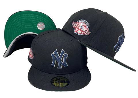 New York Yankees New Era 59FIFTY 100th Anniversary Metallic Logo Cap Black Fitted Hat