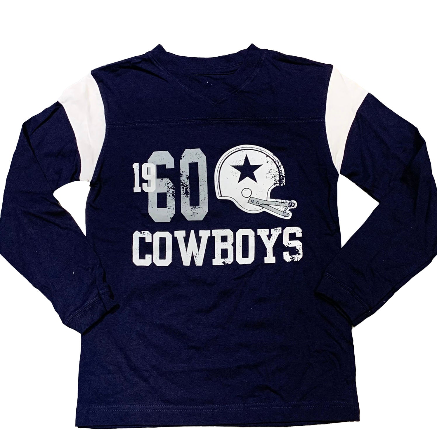 Dallas Cowboys Youth V-Neck Long Sleeve Tshirt - Navy