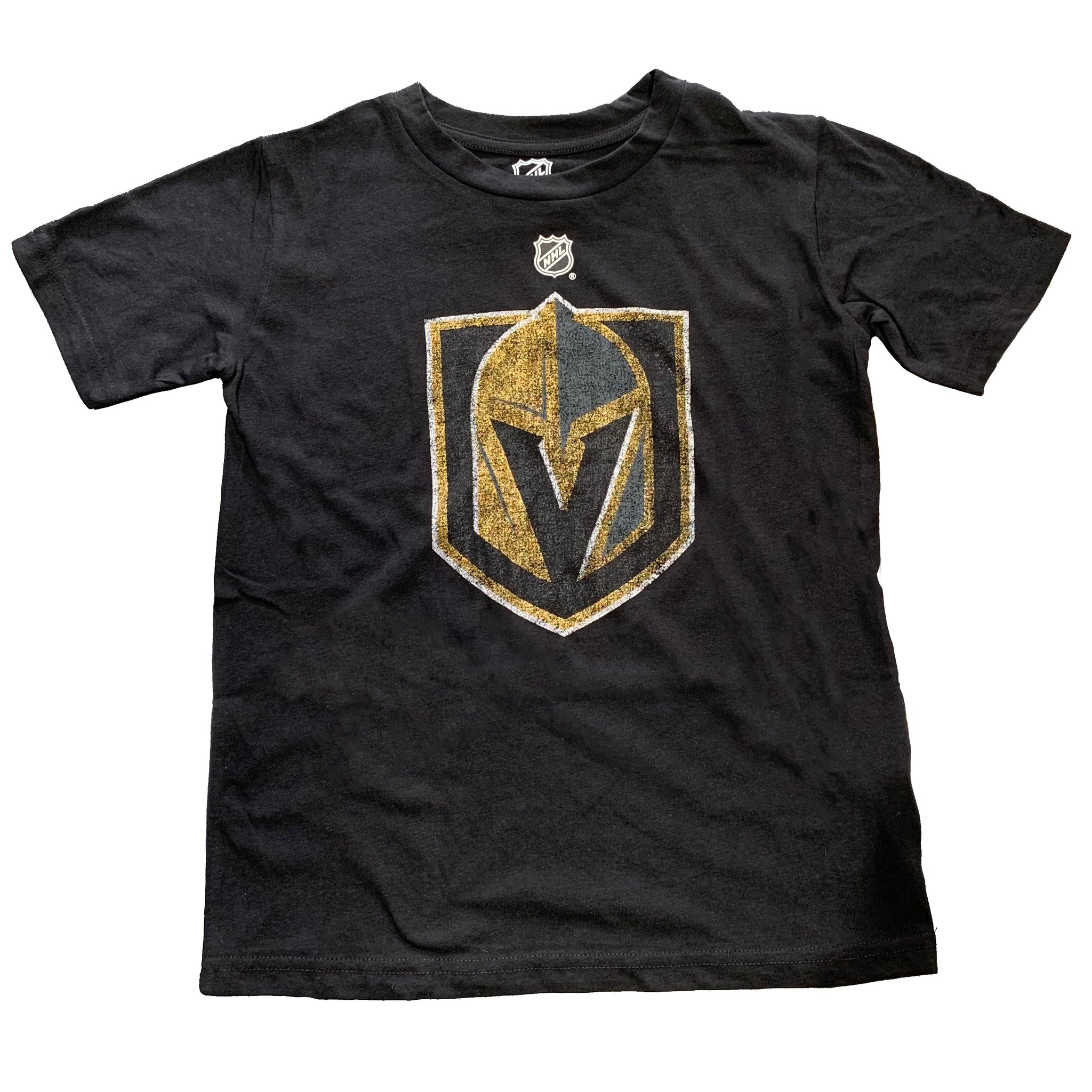 Vegas Golden Knights Youth Distressed Logo Tshirt - Black