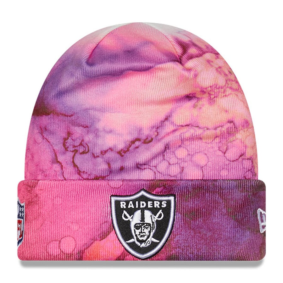 Las Vegas Raiders NFL Breast Cancer Awareness Pink Cuffed with Pom Knit Hat