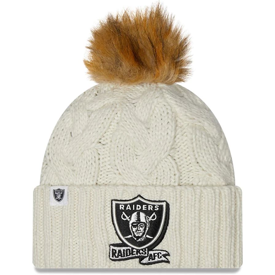 Las Vegas Raiders Women's 2022 Sideline Cuffed Knit Hat Cream