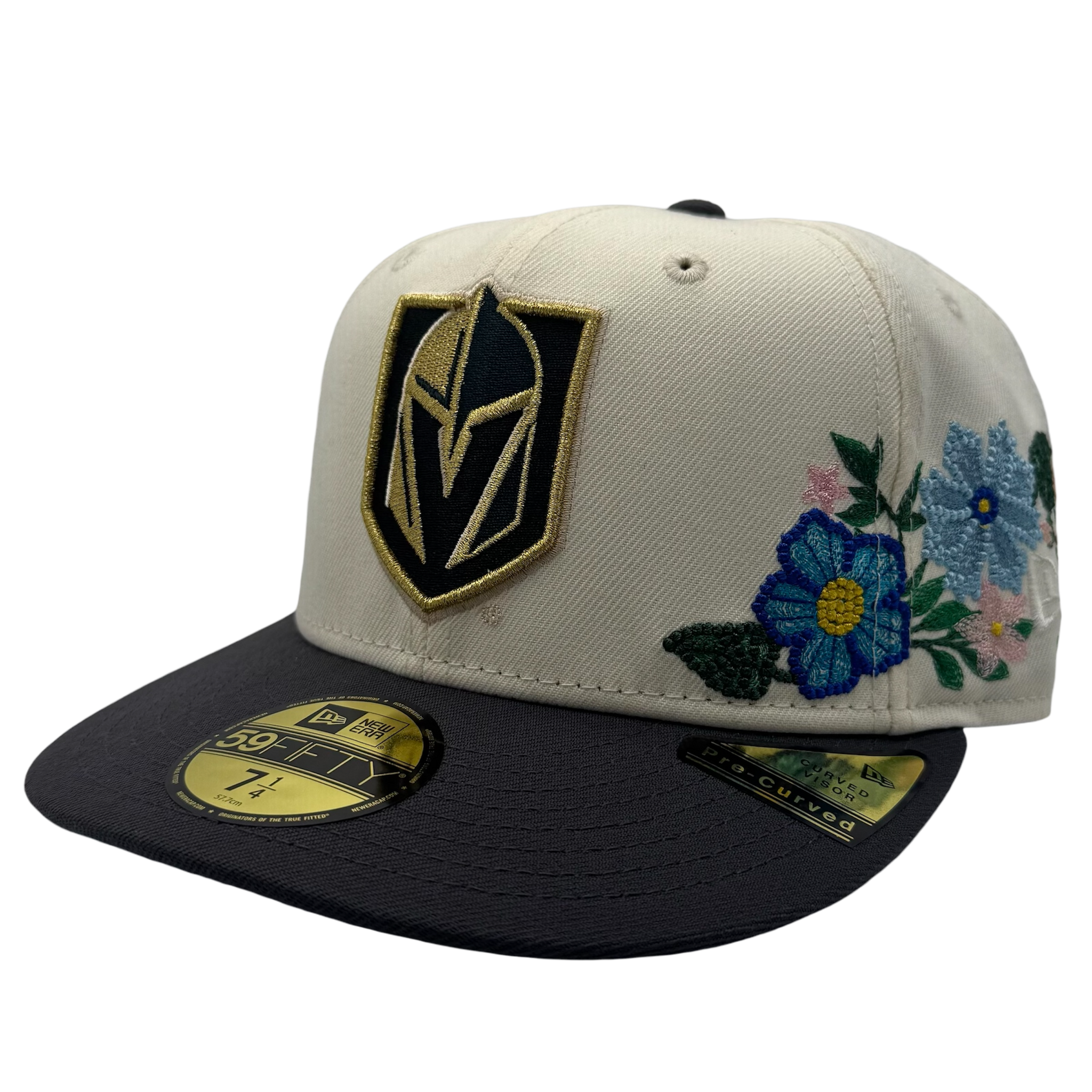 Vegas Golden Knights Tonal Florals New Era 59FIFTY Fitted Hat - Cream/Gray
