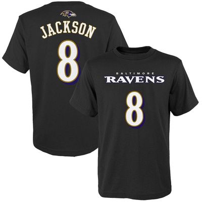 Baltimore Ravens Youth Lamar Jackson Mainliner Player Name & Number Black T-Shirt