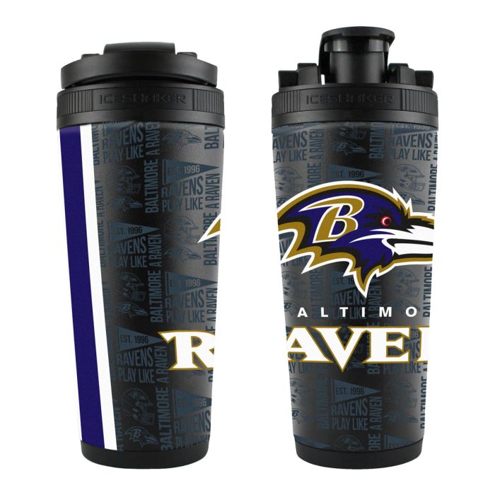 Baltimore Ravens Black 26oz 4D Stainless Steel Ice Shaker