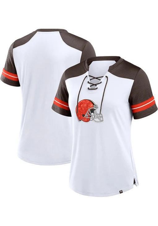 Cleveland Browns Womens Lace Up Fashion Football Jersey - White