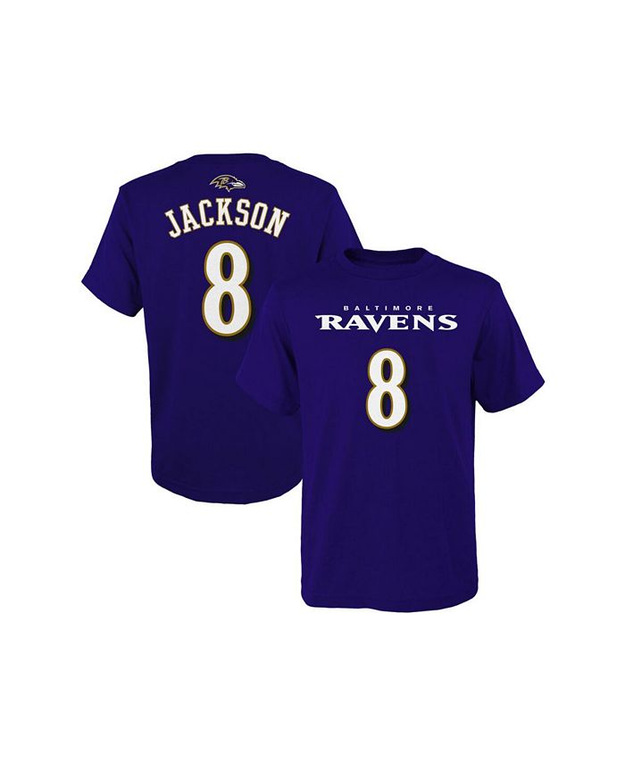 Baltimore Ravens Youth Lamar Jackson Mainliner Player Name & Number Purple T-Shirt