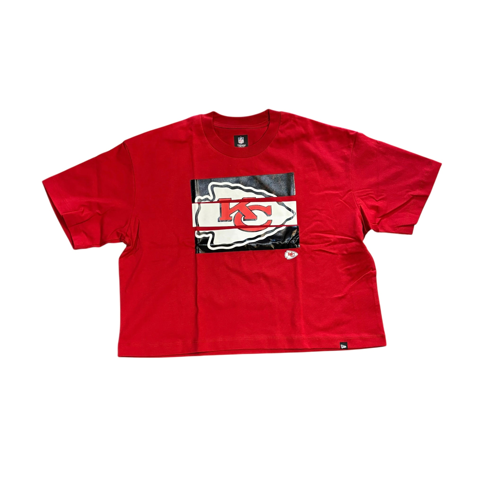Kansas City Chiefs Women's NE Primary Logo Foil Crew SS Crop Tee