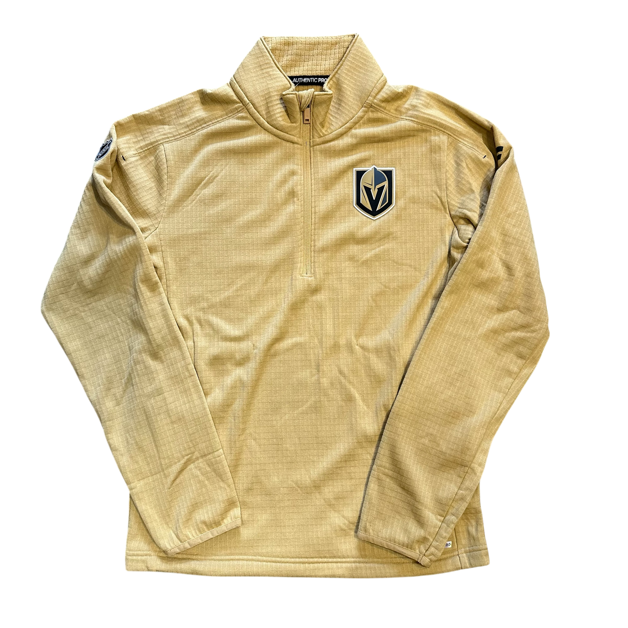Vegas Golden Knights Authentic Pro Waffle Knit 1/4 Zip Coaches Jacket - Gold