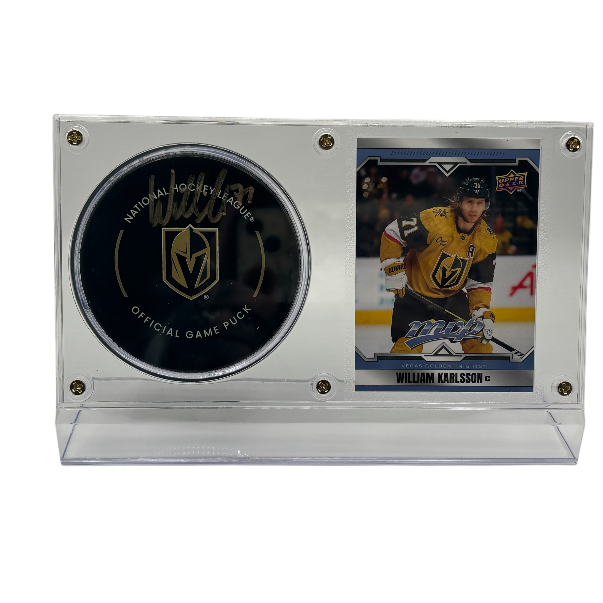 William Karlsson Vegas Golden Knights Autographed Signed Hockey Puck and Trading Card Case (MVP)