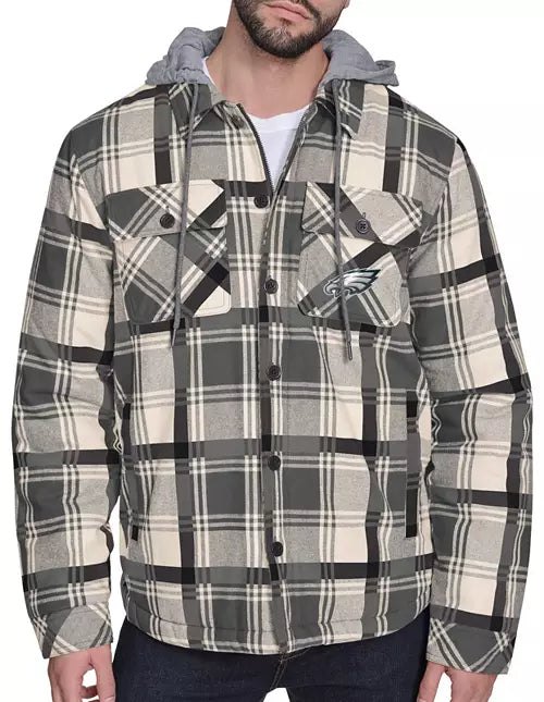Philadelphia Eagles Quilted Plaid Zip Up Jacket ***