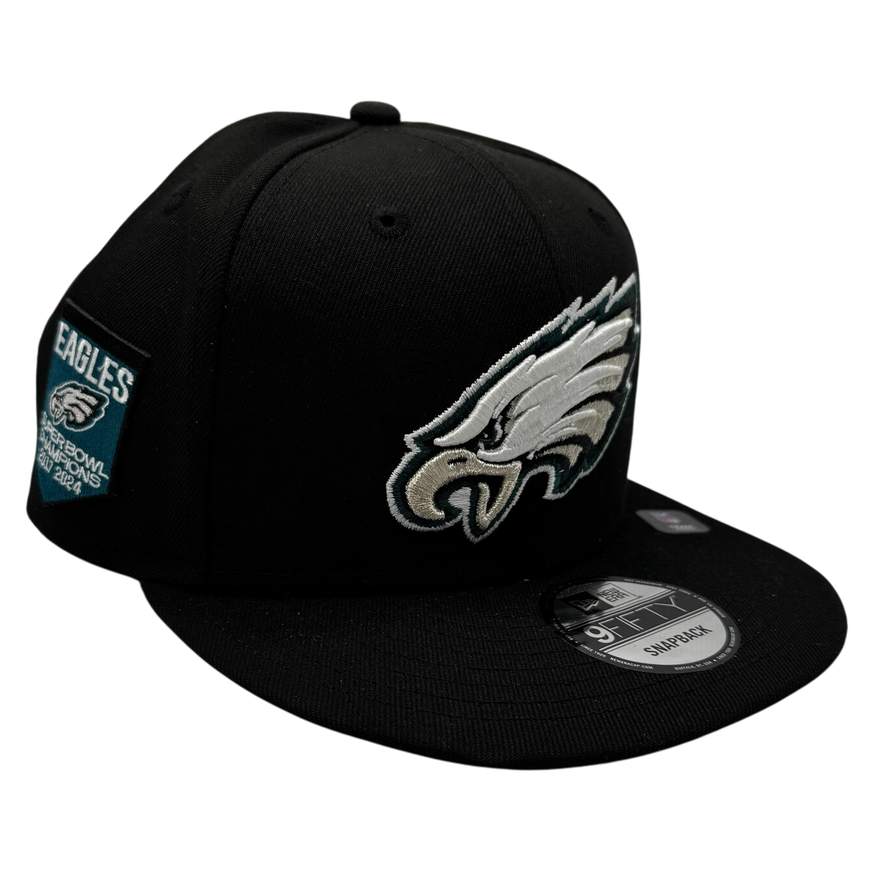 Philadelphia Eagles New Era Black Super Bowl LII, LIX Champions Side Patch 9FIFTY Snapback Hat
