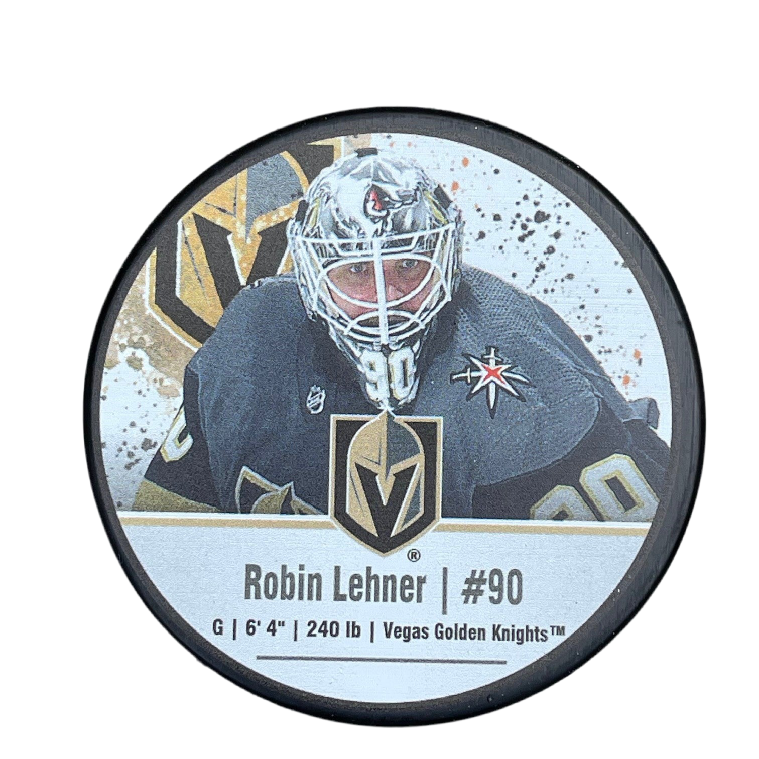 Vegas Golden Knights Robin Lehner #90 Souvenir Player Puck