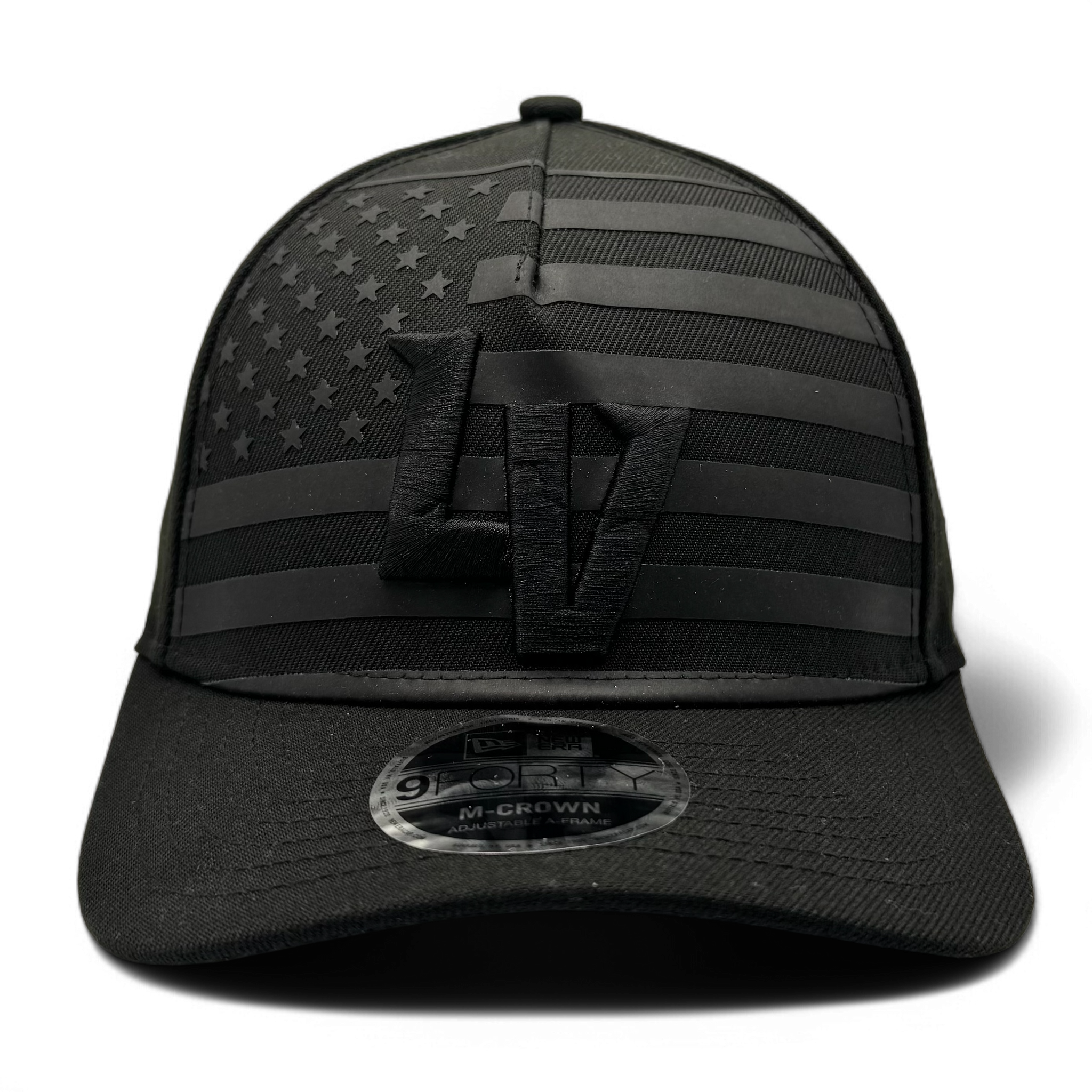 Las Vegas Aviators Tonal American Flag 9FORTY Adjustable Hat - Black On Black