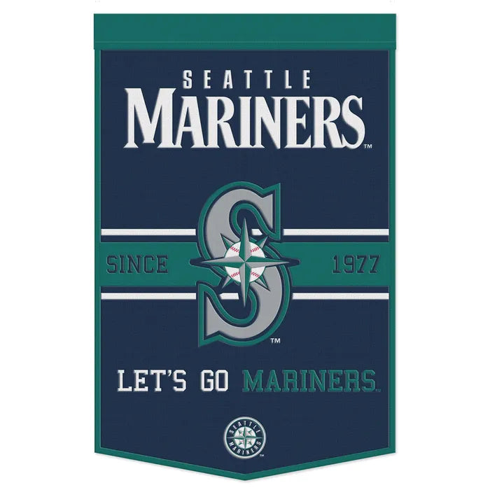 Mariners Stadium Rafter Banners Seattle Mariners Primary Wool Banner 24