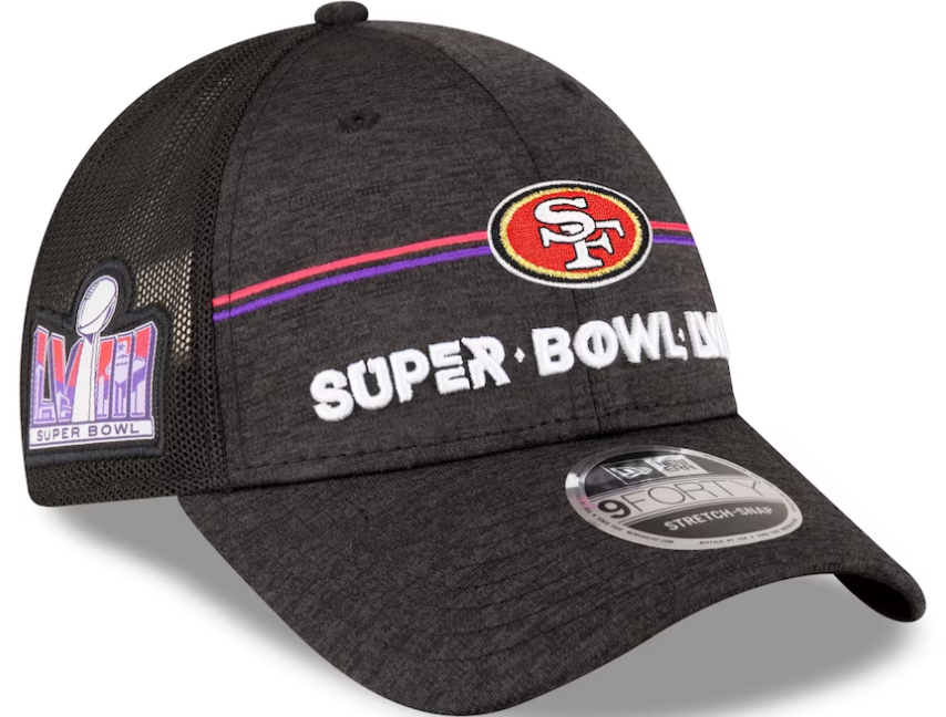 San Francisco 49ers New Era Super Bowl LVIII 9FORTY Trucker Adjustable Hat - Heather Black