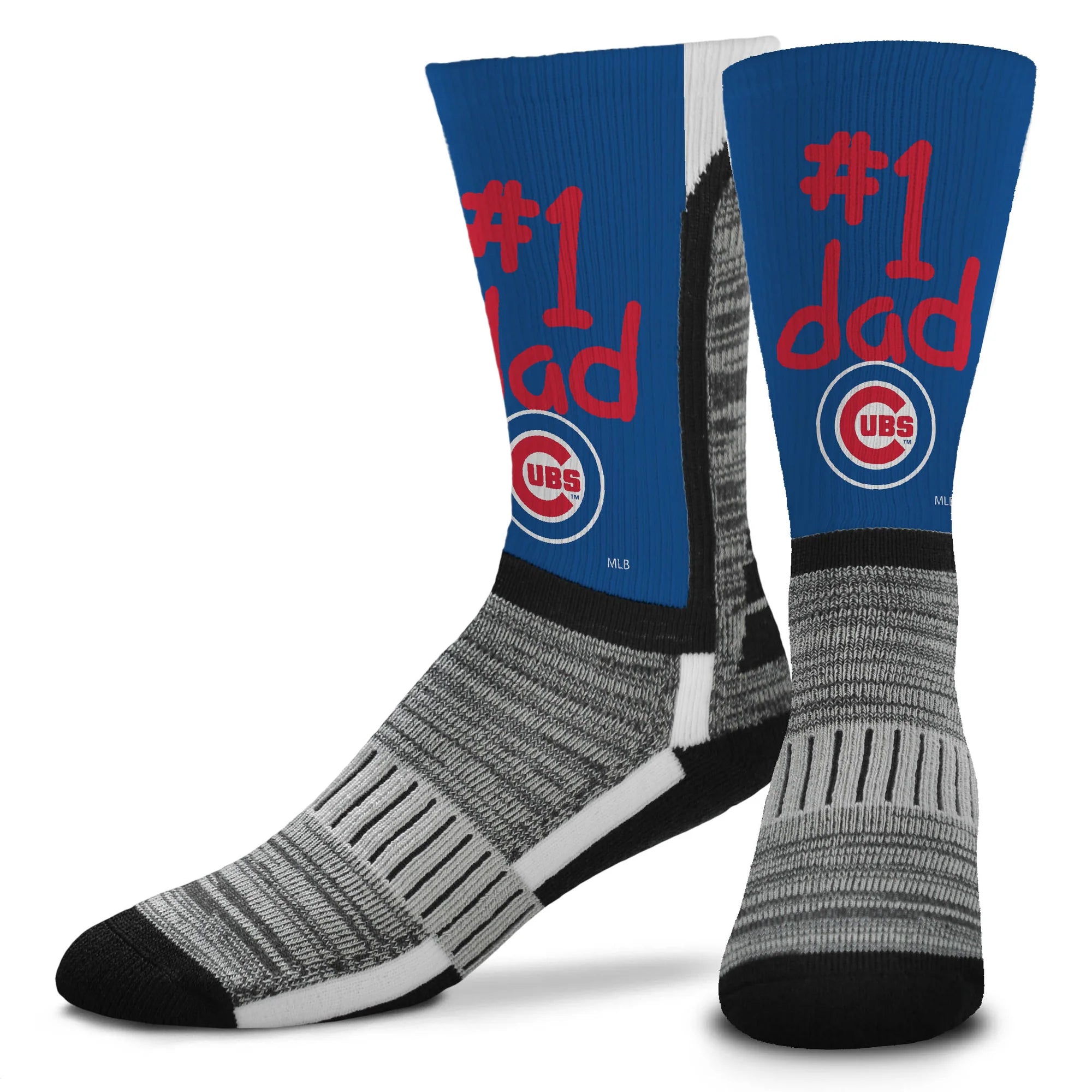 Chicago Cubs #1 Dad V Curve Crew Socks