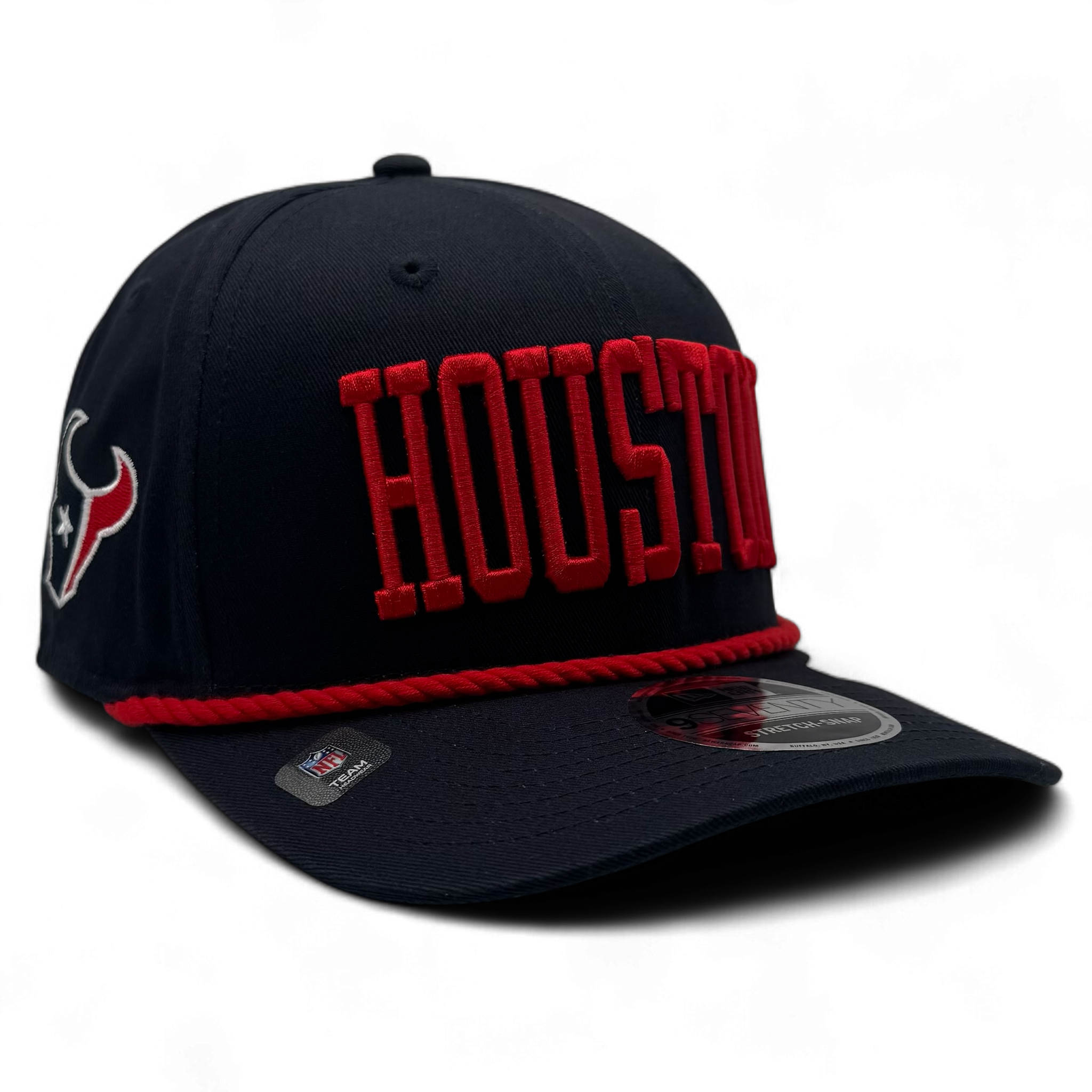 Houston Texans Wordmark New Era 9SEVENTY Stretch-Snap Hat - Navy