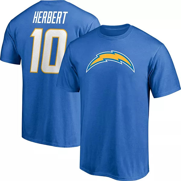 LOS ANGELES CHARGERS JUSTIN HERBERT Icon Name & Number T-Shirt