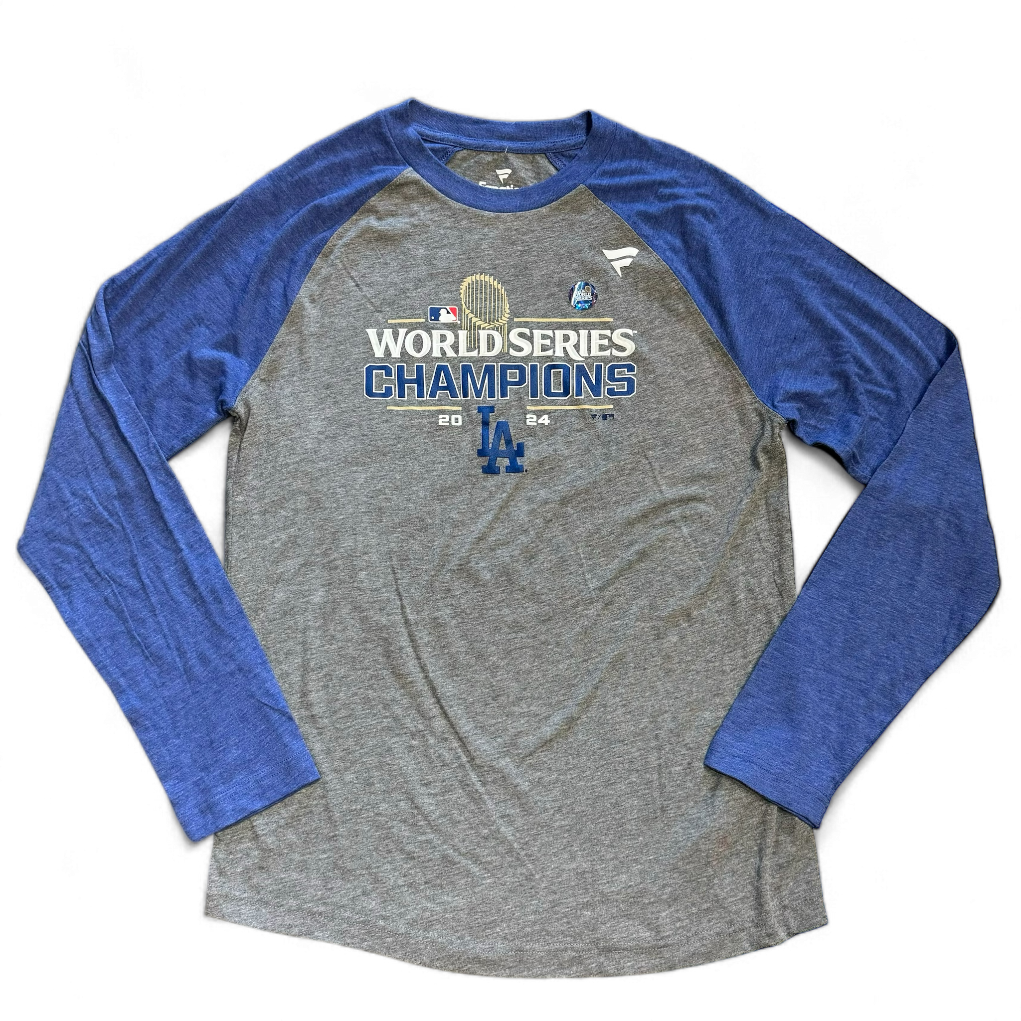 Los Angeles Dodgers Fanatics Gray/Royal 2024 World Series Champions Baseball Long Sleeve Shirt